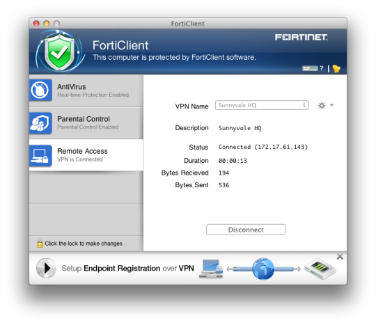 fortinet support site tunnel client for mac download